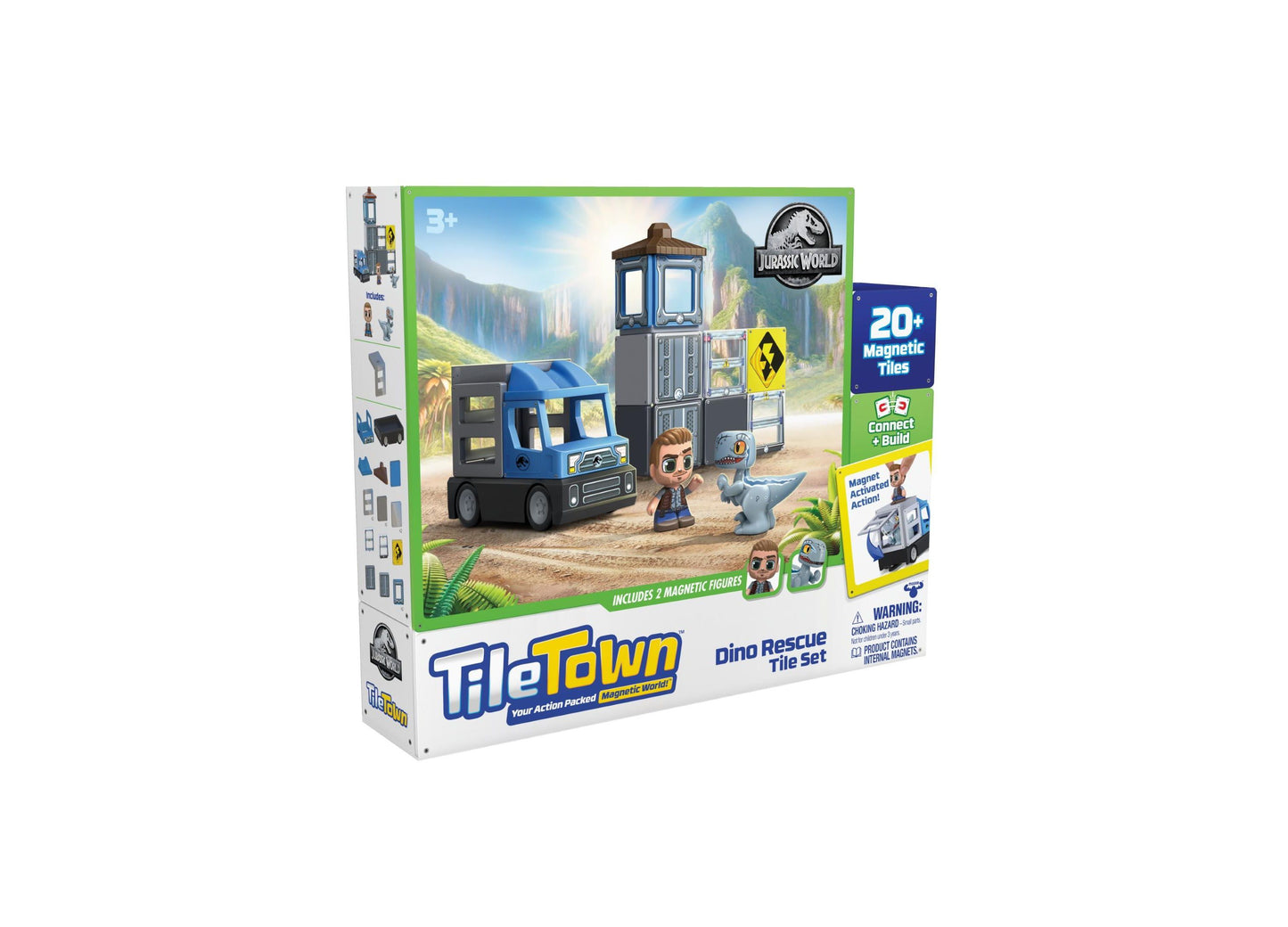 Tile Town Jurassic World Dino Rescue Magnetic Playset, 22-Piece