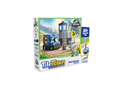 Tile Town Jurassic World Dino Rescue Magnetic Playset, 22-Piece