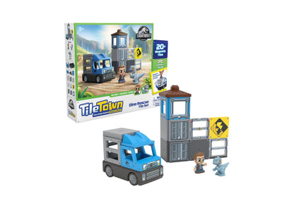 Tile Town Jurassic World Dino Rescue Magnetic Playset, 22-Piece