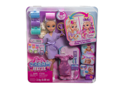 Barbie Dream Besties Get Ready with Barbie Malibu Doll playset with purple accessories and 15+ pieces