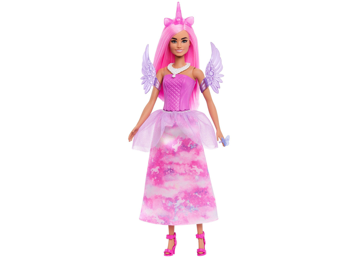 Barbie Fantasy-Themed Advent Calendar with pink-haired doll wearing purple wings and magical outfit