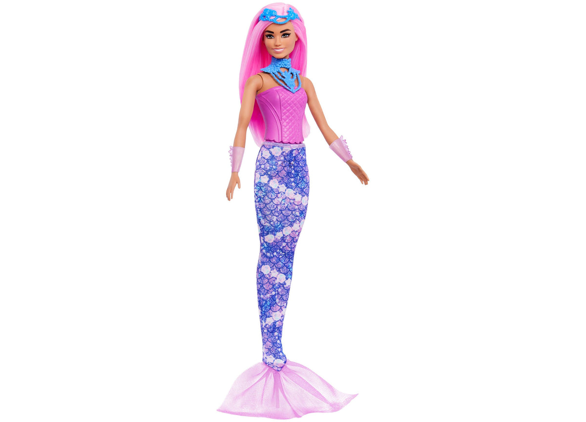 Barbie Fantasy-Themed Advent Calendar with pink-haired doll in mermaid tail outfit and accessories