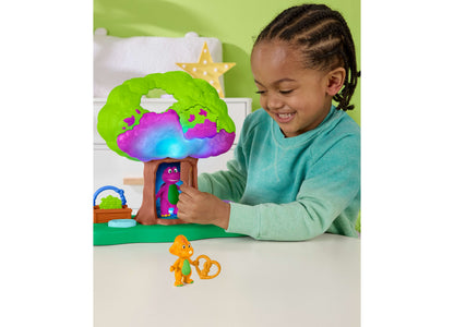 Barney's World Treehouse Playset with light-up canopy, green and purple tree, and character figures