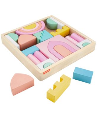 Fisher Price FSC-Certified Wooden Castle Block Set, 28 Pieces for Toddlers