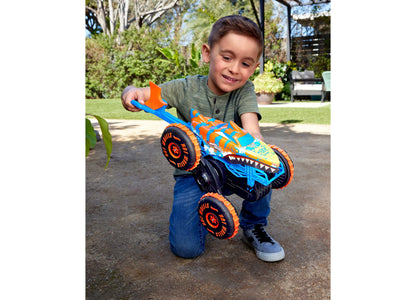Hot Wheels Monster Trucks Tiger Shark Climber RC Vehicle in blue and orange with climbing tail