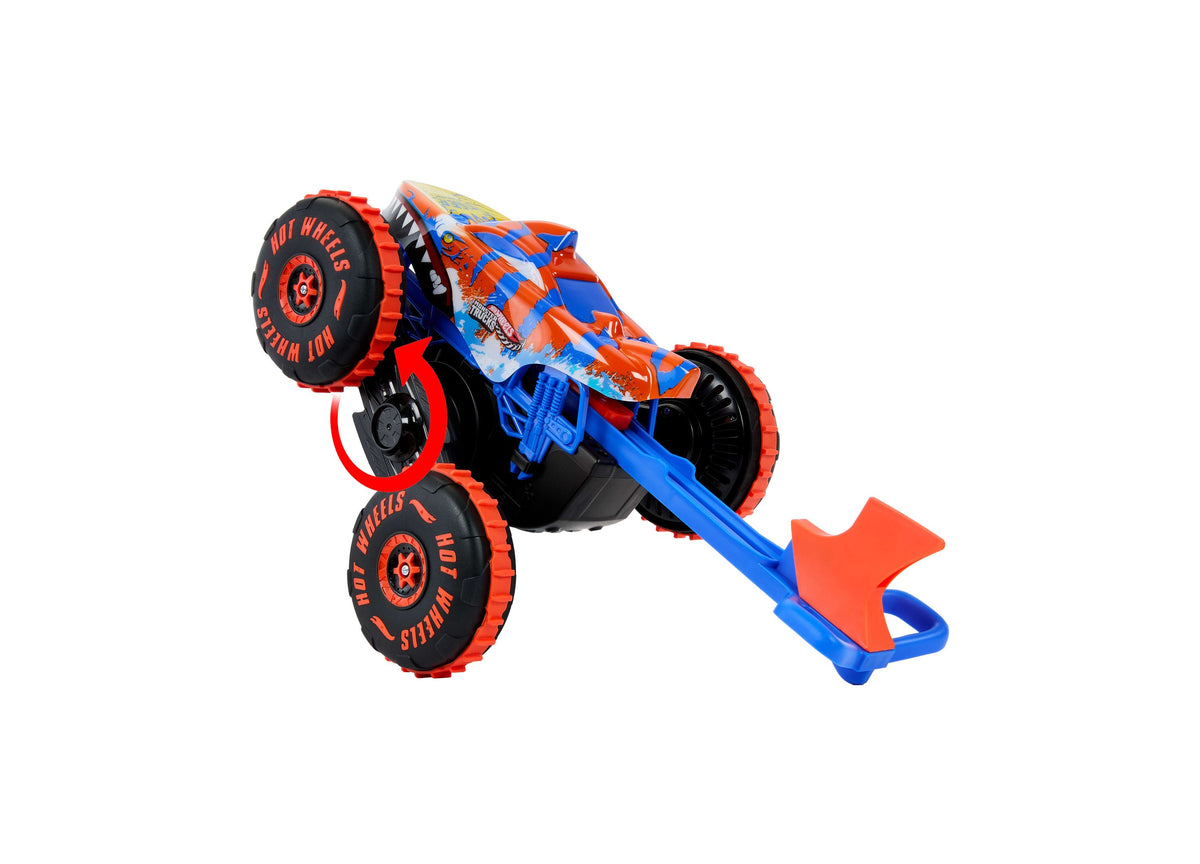 Hot Wheels Monster Trucks Tiger Shark Climber RC Vehicle in red and blue with climbing tail and remote control