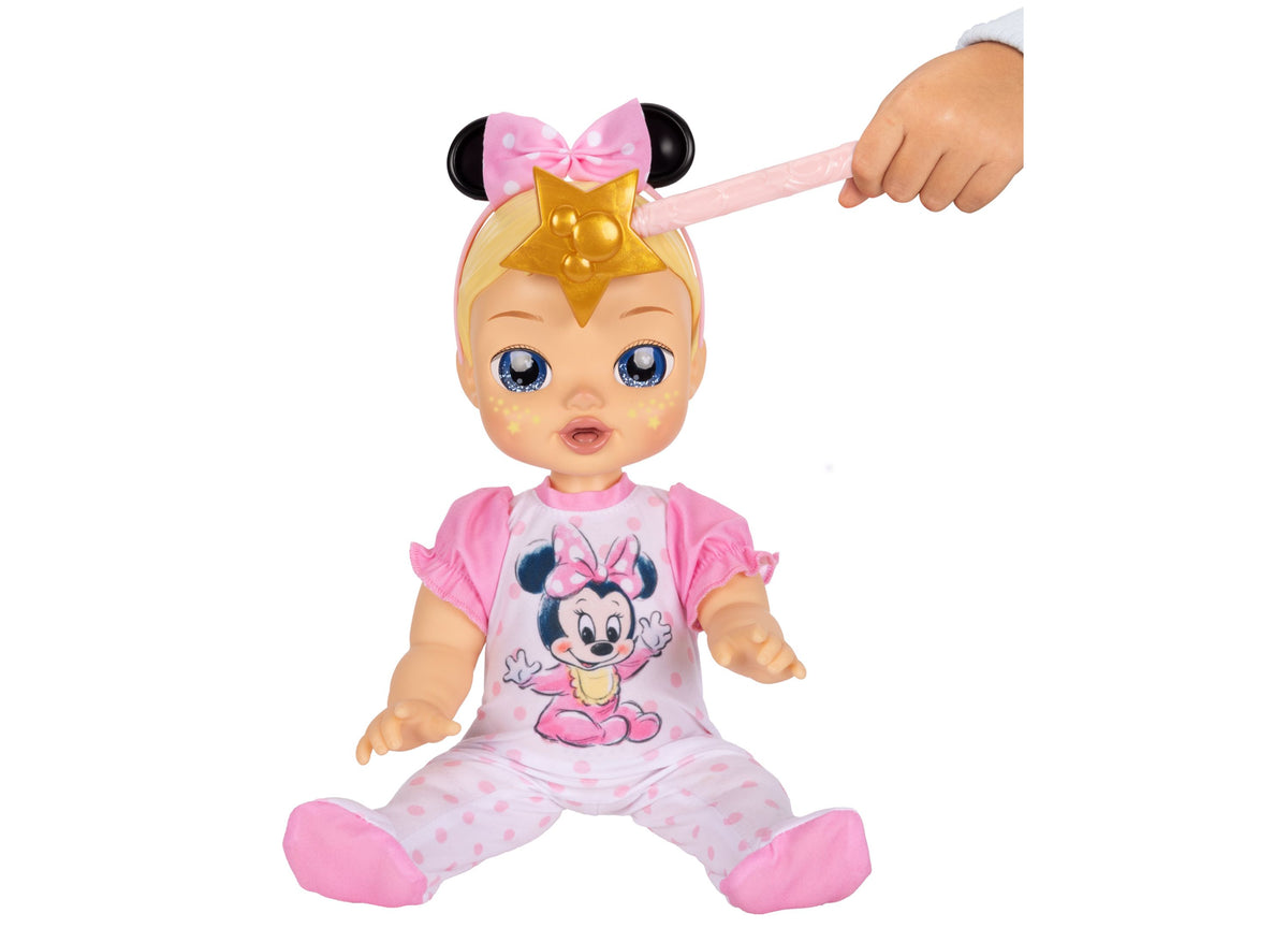 Disney Minnie Mouse 13-inch Deluxe Feature Doll with magic wand, pink outfit and bow