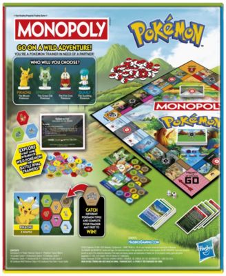 Pokémon Monopoly Edition Board Game with colorful game board, player tokens, and Pikachu character displayed on packa...
