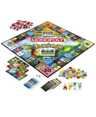 Pokémon Monopoly Edition Board Game with colorful game board, cards, tokens, and Pokémon character pieces