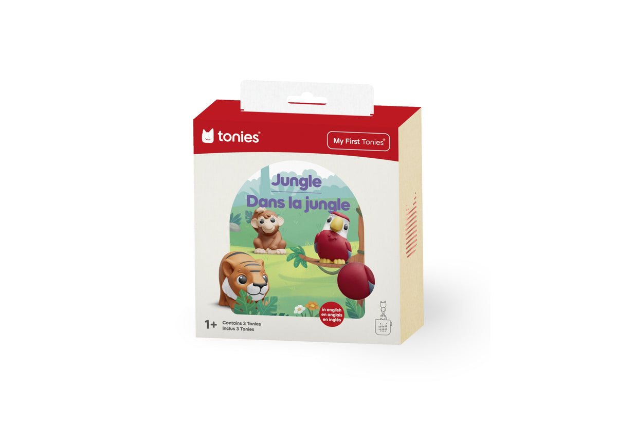 Tonies Jungle Set with tiger, monkey, and parrot figurines in packaging