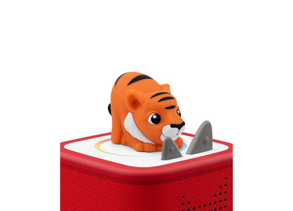 Orange tiger figurine with black stripes, part of Tonies Jungle Set 3-pack