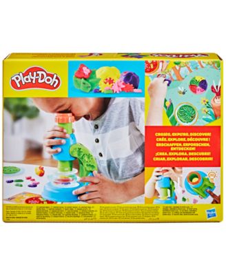 Play-Doh Light and Look Microscope Playset with light-up microscope, colorful Play-Doh compound, and nature-themed ac...