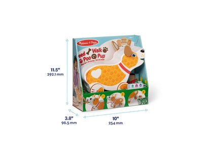 Melissa & Doug Feed & Poo Walk Pup wooden toy dog with orange and white coloring