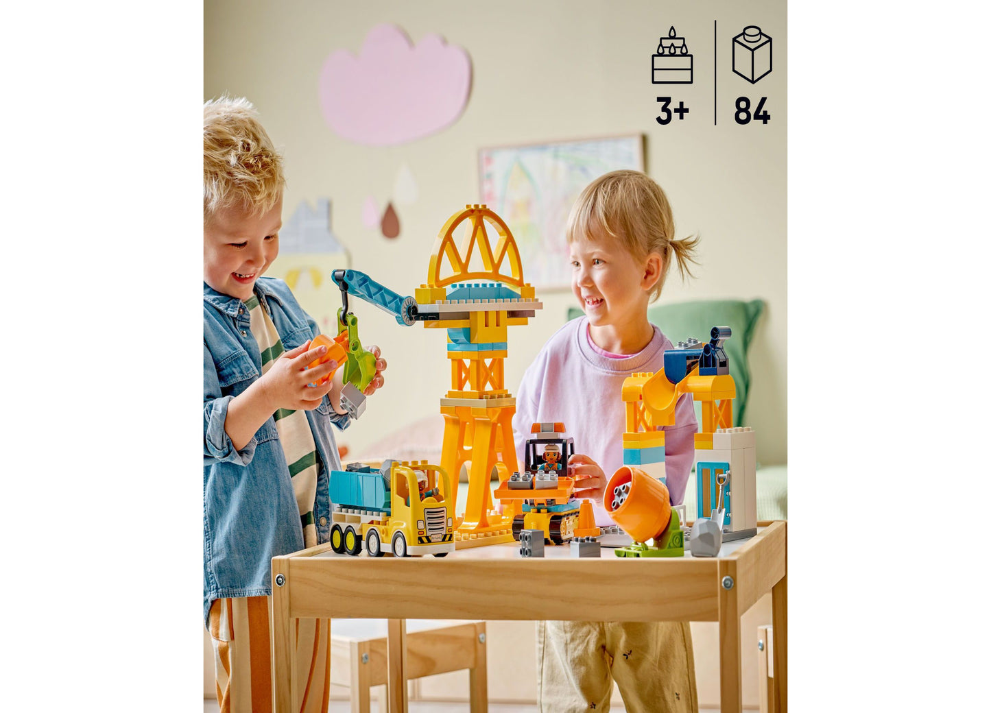 LEGO DUPLO Town Construction Site 3-in-1 Vehicle Set 10476, 84 Pieces