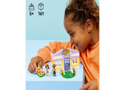 LEGO Friends Heartlake City Bunny Hotel 161-piece set with pink and purple hotel building, two minidolls, and bunny f...