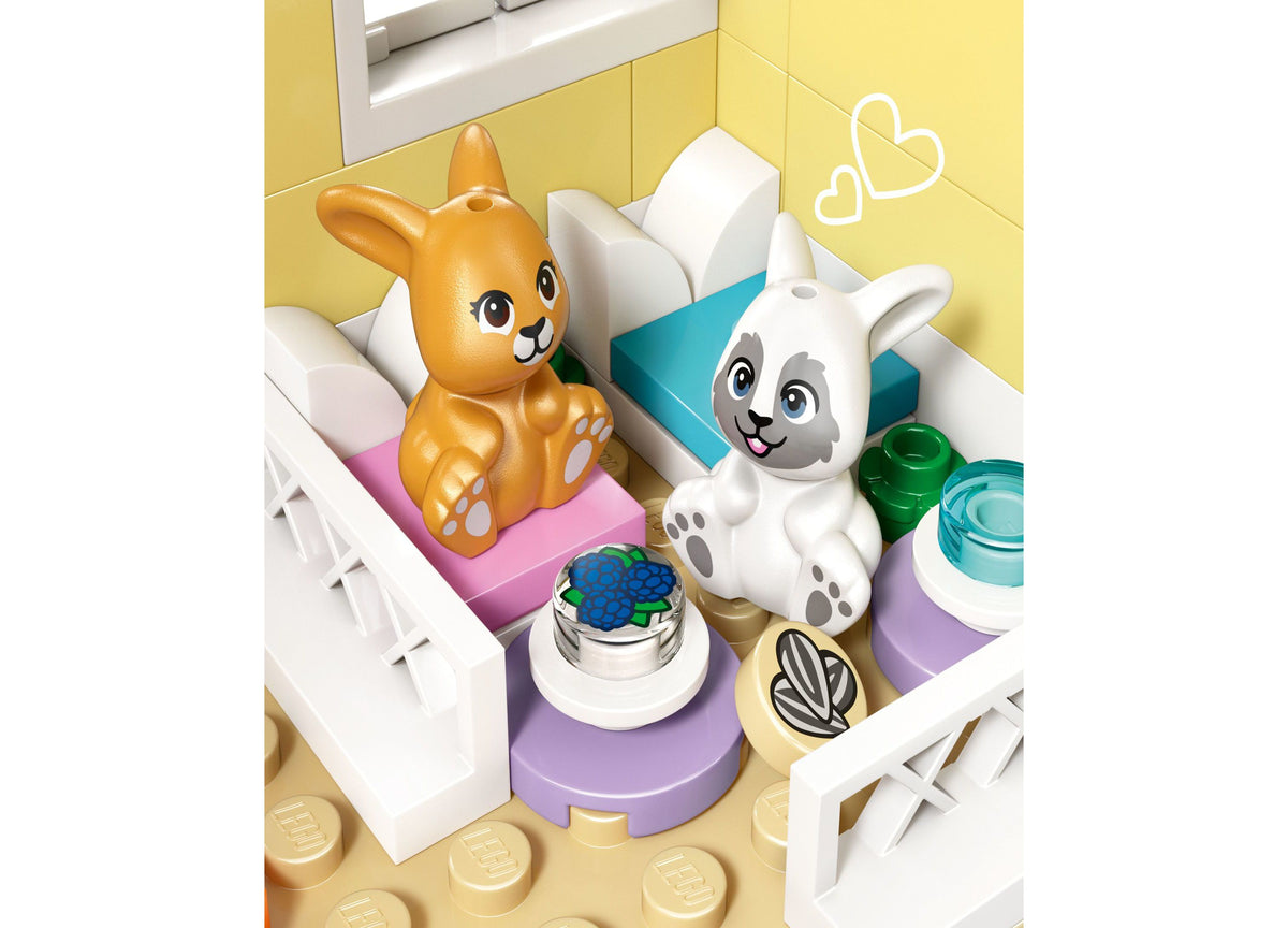LEGO Friends Heartlake City Bunny Hotel 161-piece set with two minidolls, two rabbit figures, and colorful hotel buil...