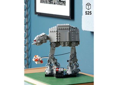 LEGO Star Wars AT-AT Walker 525-piece set with gray Imperial walker and red Snowspeeder on display base