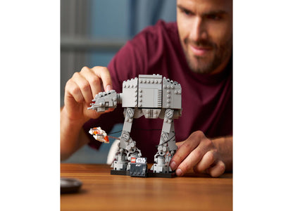 LEGO Star Wars AT-AT Walker Battle of Hoth set with gray walker and Snowspeeder, displayed on surface
