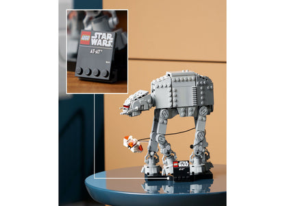 LEGO Star Wars AT-AT Walker 525-piece set with gray walker and Snowspeeder on display base