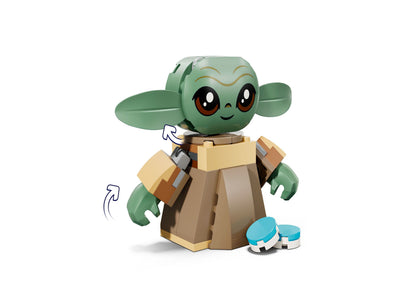LEGO Star Wars Grogu's Homestead Building Set with green Grogu figure, tan stone hut, and blue hopping frog