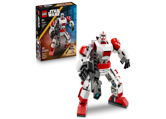 LEGO Star Wars Clone Shock Trooper Mech 75448 red white buildable robot toy