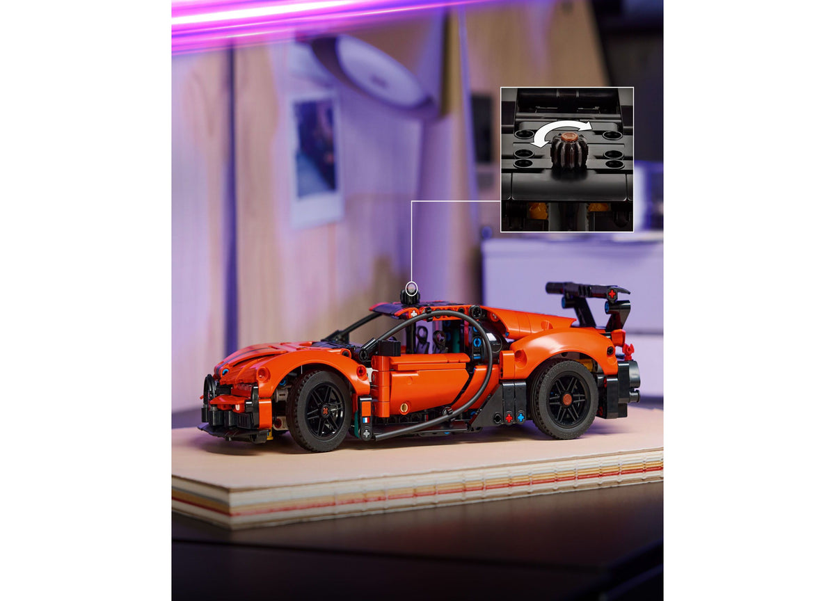 Orange LEGO Technic Bugatti Chiron Pur Sport hypercar building set