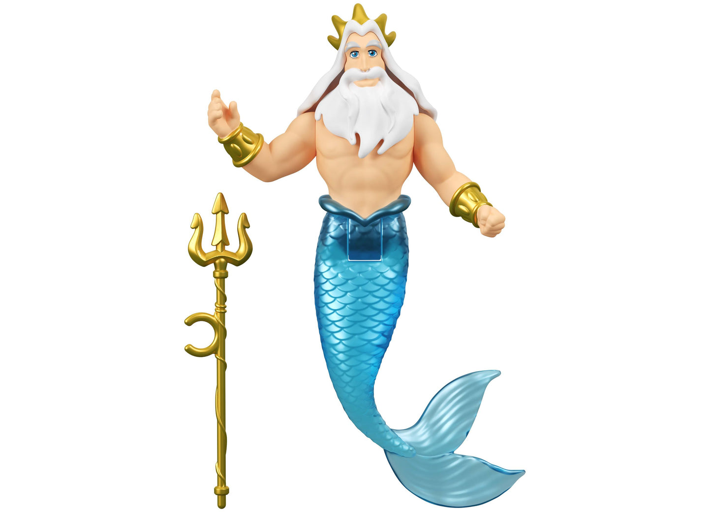 Disney Princess Ariel Character Set with mermaid figure, golden crown, trident staff, and blue tail
