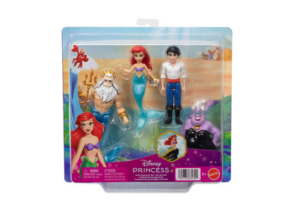 Disney Princess Ariel Character Set with mermaid, prince, king, and villain figures