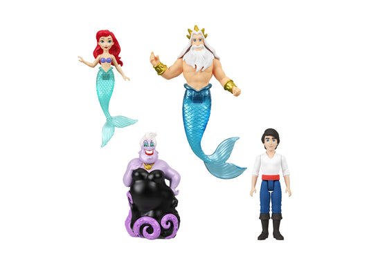 Disney Princess Ariel Character Set with mermaid, sea king, villain, and prince figures