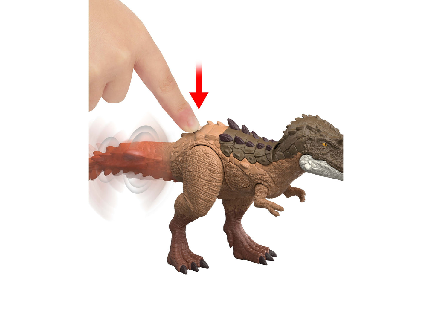 Jurassic World Gorgosaurus dinosaur toy with brown scales and bite action feature