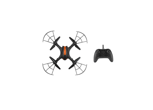 Vivitar Fly View Remote Control Drone with black body, orange accent, and wireless controller