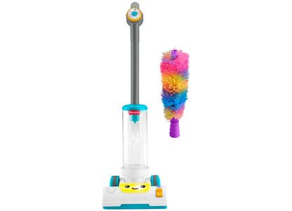 Fisher-Price Laugh & Learn 2-in-1 Vacuum with colorful rainbow brush attachment and smiley face base