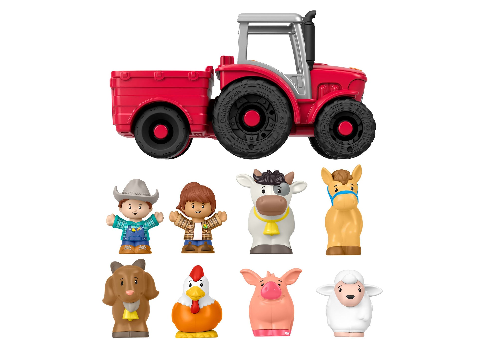 Fisher Price Little People Caring for Animals Farm Playset with red tractor and figurines