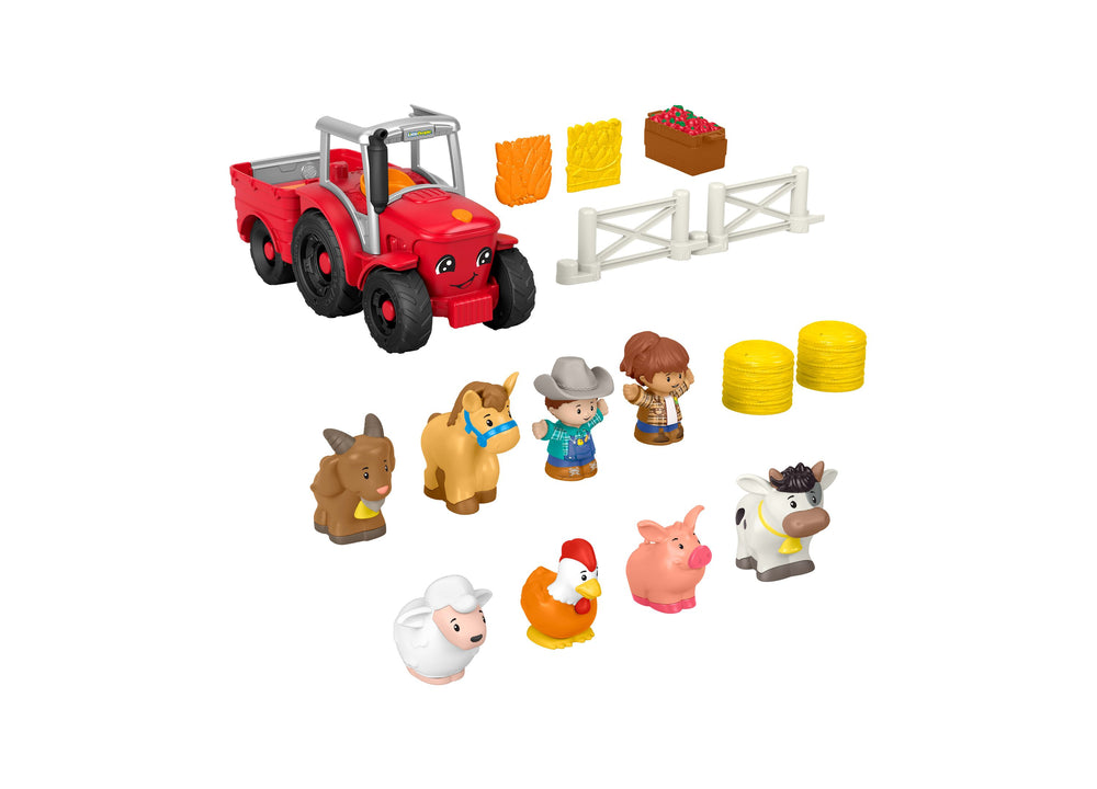 Fisher Price Little People Caring Doll Playset with red tractor, farm animals, and figures