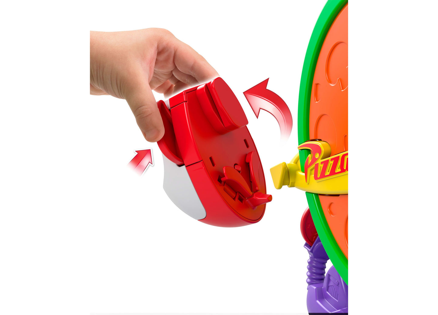 Imaginext Toy Story Pizza Planet Playset with red transforming rocket and colorful base