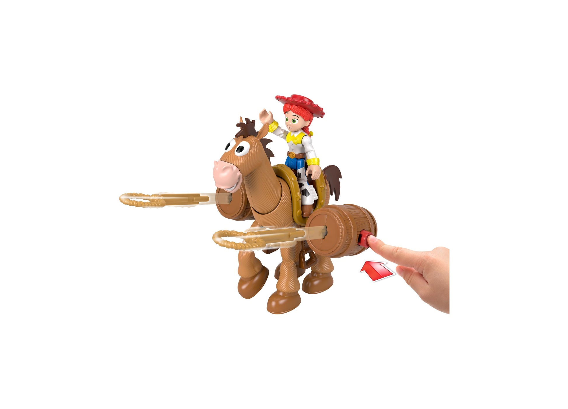Imaginext Jessie and Bullseye Play Set with brown horse and cowgirl figure