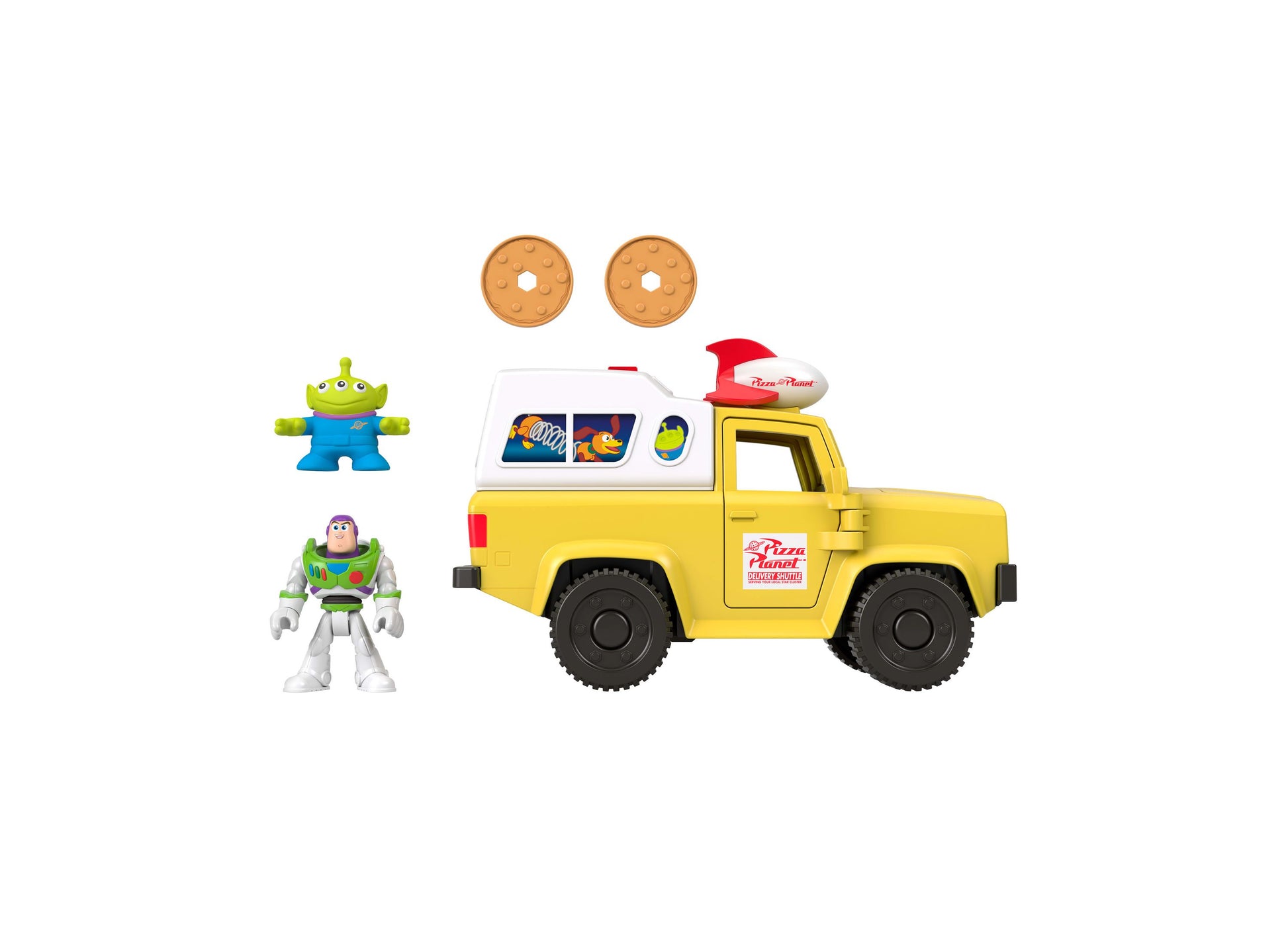 Imaginext Toy Story Pizza Planet Truck with Buzz Lightyear and Alien figures