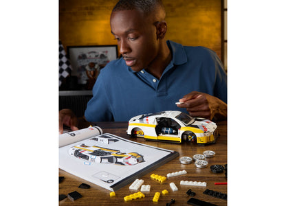 Mattel Brick Shop Hot Wheels Audi R8 LMS building toy kit with yellow and white car model