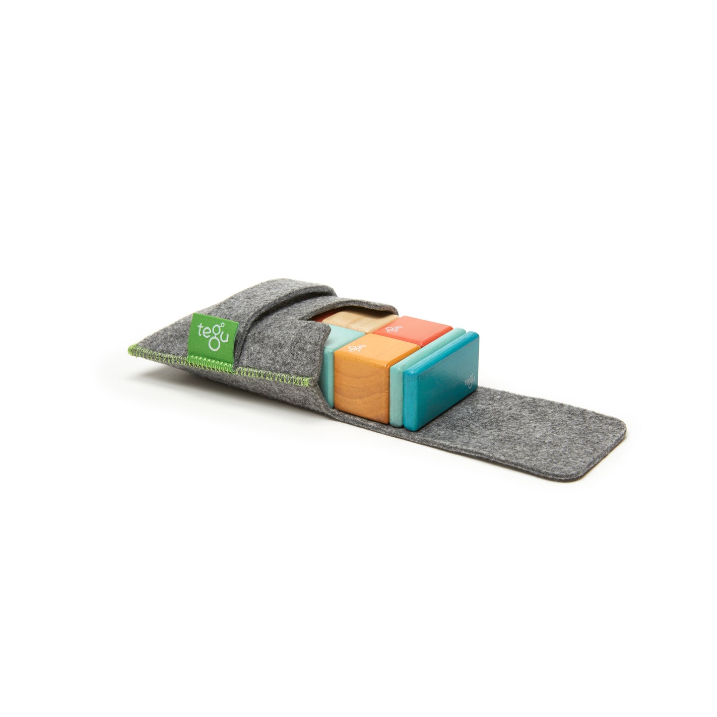Tegu Magnetic Wooden Blocks, 8-Piece Pocket Pouch - Sunset
