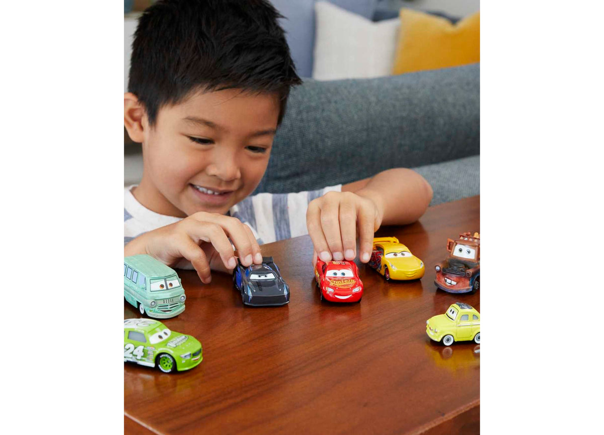 Disney Pixar Cars Mini Racers Die-Cast Vehicle 10-Pack with colorful miniature cars including red, yellow, green and ...