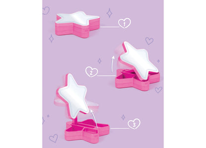 Make It Real Backstage Glam pink star-shaped cosmetic storage boxes with white lids