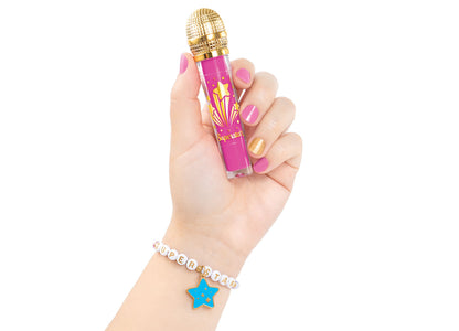 Make It Real Backstage Glam pink microphone toy with gold details and matching bracelet