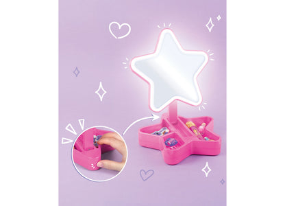 Make It Real Backstage Glam Cosmetic Studio Kit pink star-shaped mirror with storage
