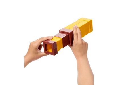 Minecraft Pixel Spyglass Role-Play Toy in yellow and red held in hands