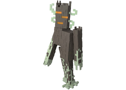 Minecraft The Creaking 8-inch action figure with gray body, green limbs, orange eyes and interactive light features