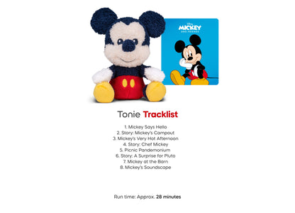 Tonies Cuddle Tonies Mickey Mouse plush in classic black, white, and red outfit with large round ears