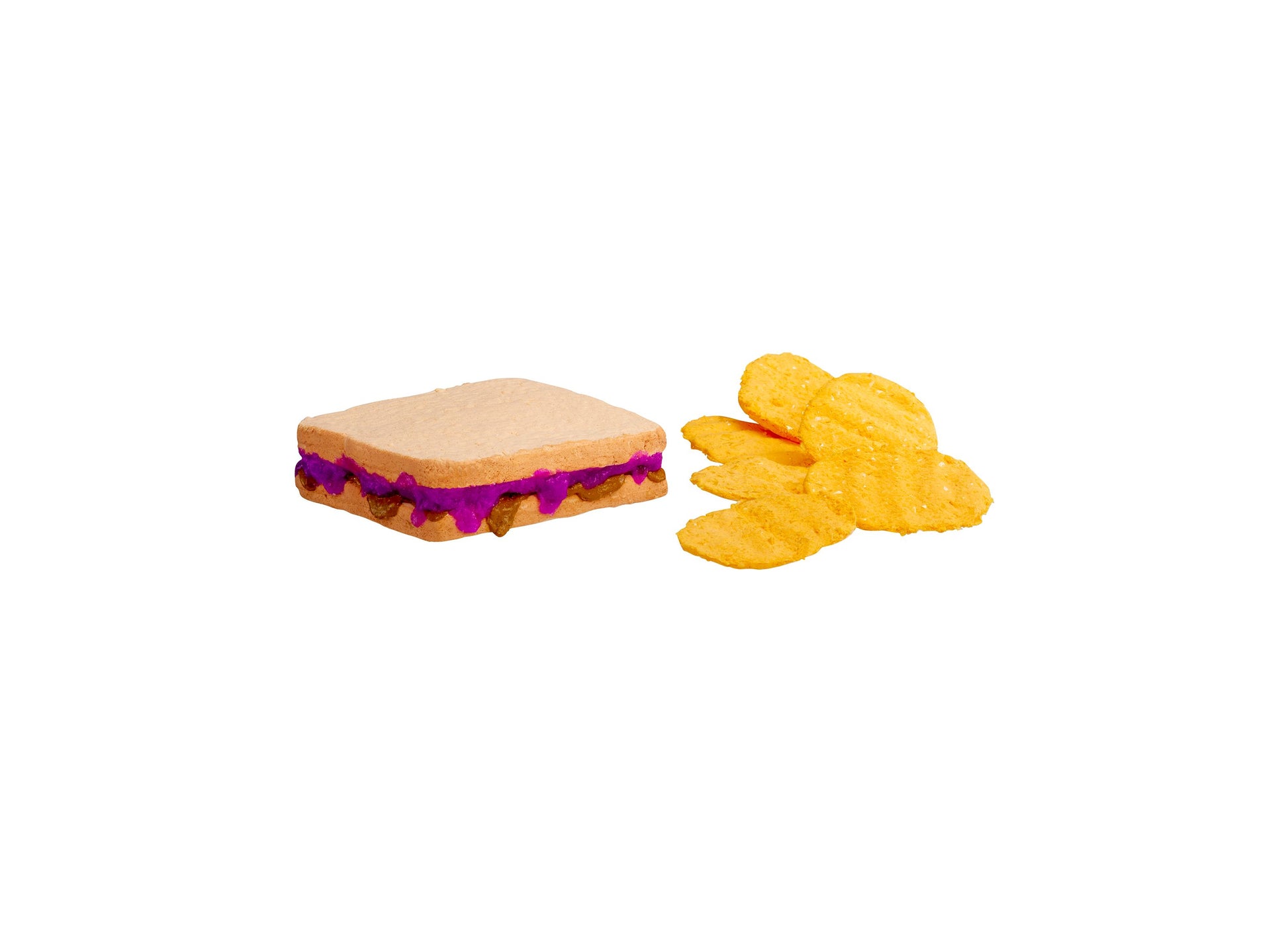 Slime Life Peanut Butter and Jelly Slime Kit with purple slime sandwich and yellow chip pieces