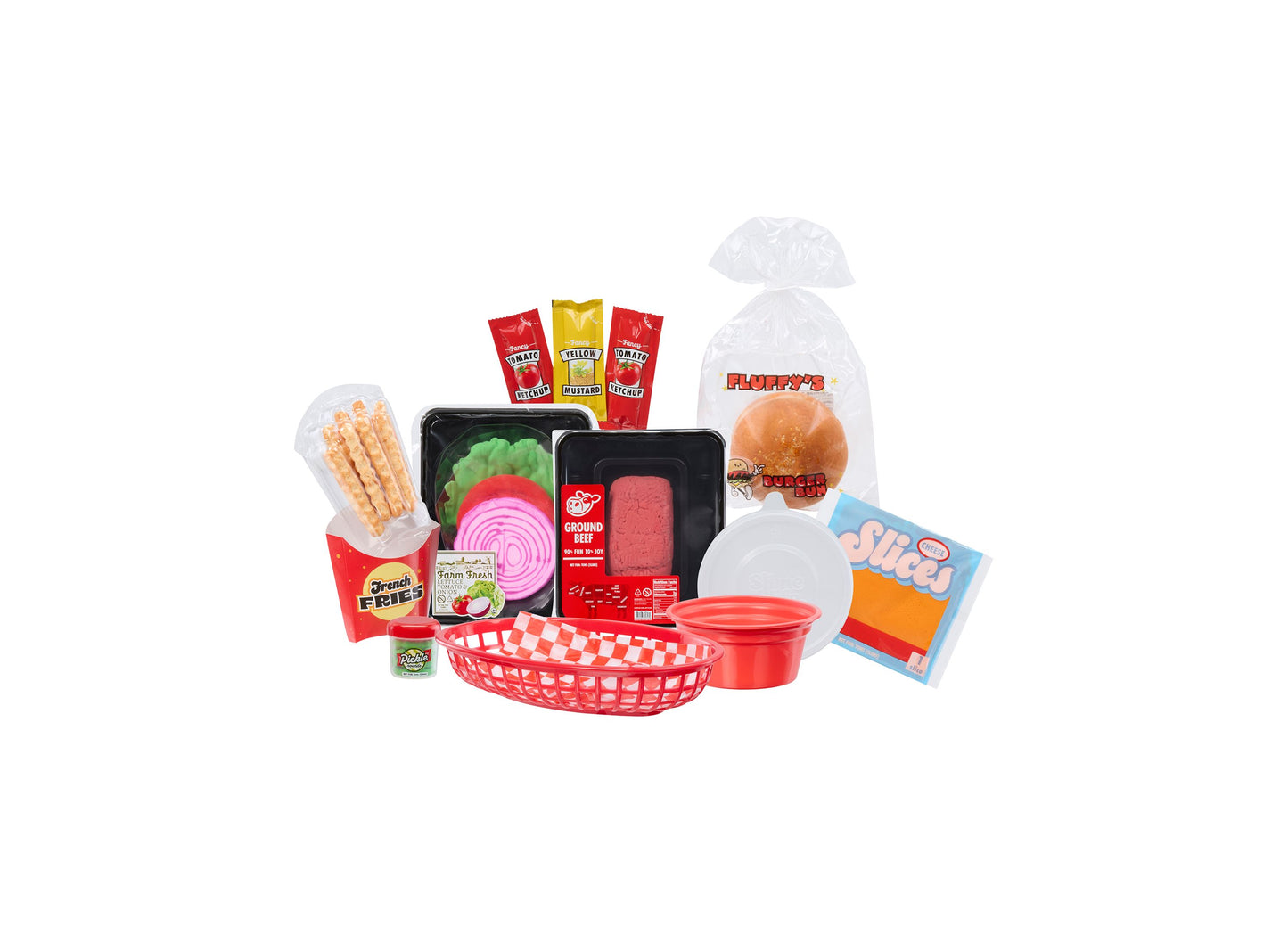 Slime Life Cheeseburger DIY Slime Kit with burger, fries, condiments and accessories