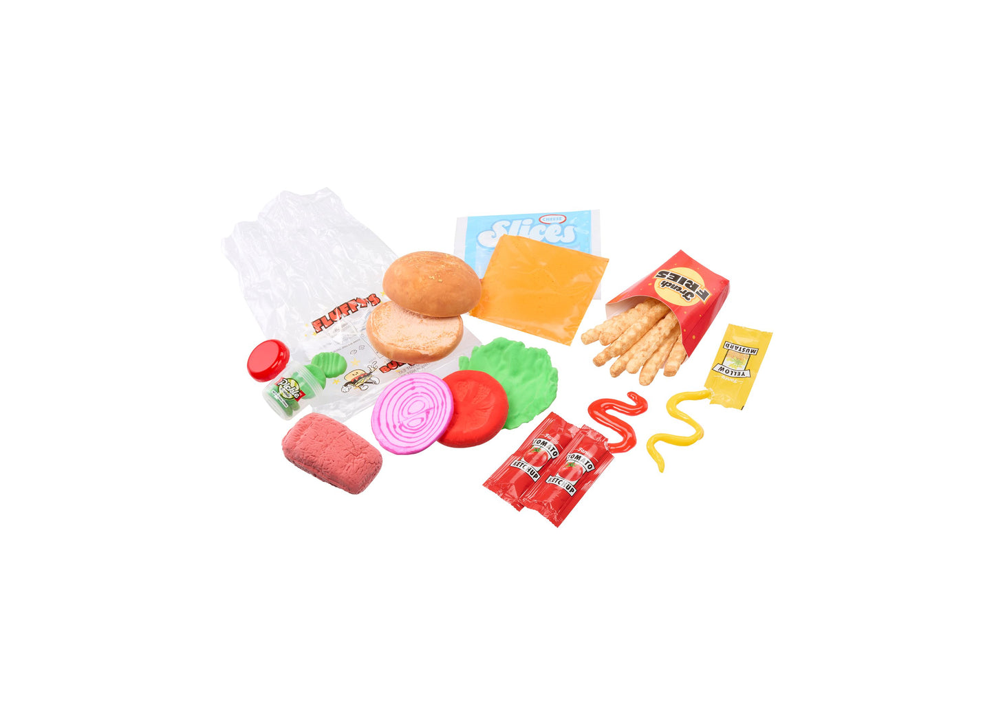 Slime Life Cheeseburger DIY Slime Kit with colorful slime, burger, fries, and accessories
