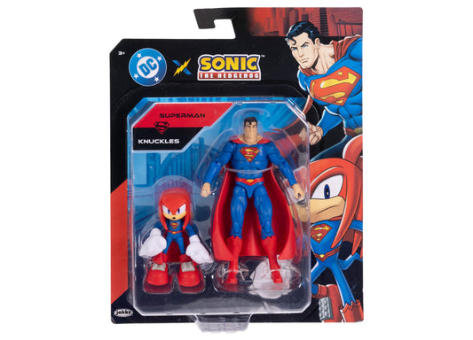 DC Comics Sonic the Hedgehog Superman and Knuckles action figures two-pack in packaging